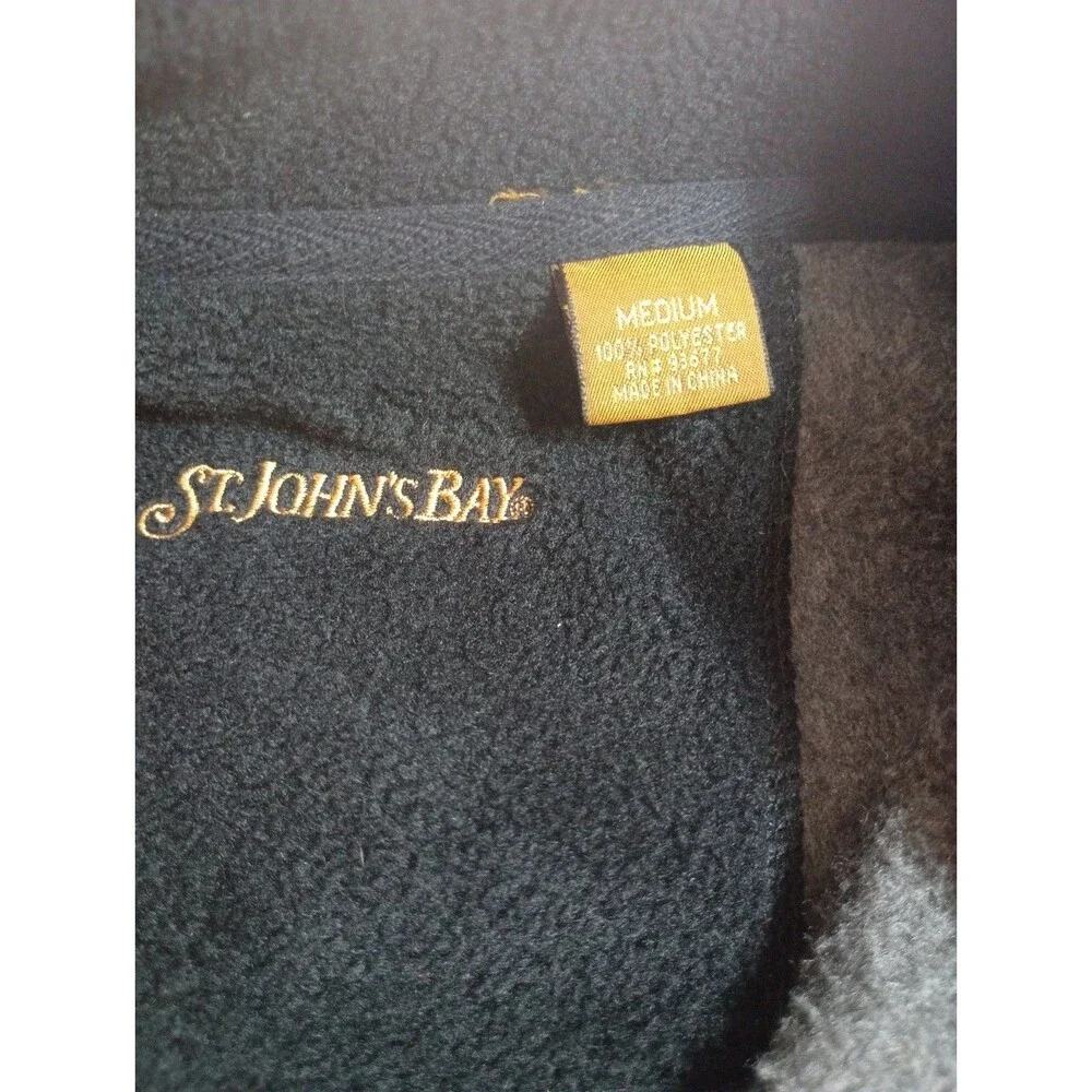St John's Bay Men's Fleece Vest Size Medium Gray Full Zip Sleeveless Jacket Mid